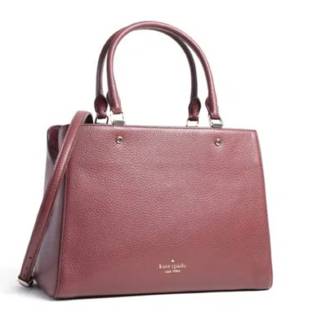 Kate Spade Leila Medium Triple Compartment Satchel Cherrywood brand New - Picture 3 of 16